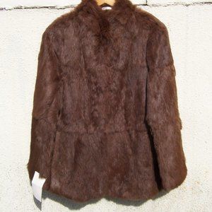 NWT Brown rabbit fur jacket - Size 12